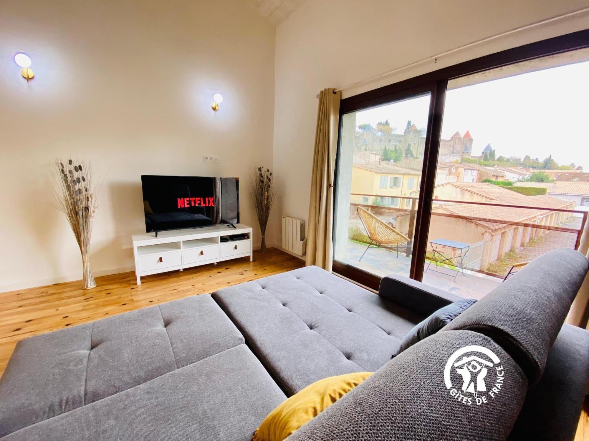 Loft Cocon Climatise - Imprenable Vue Sur Le Chateau Comtal Carcasona Exterior foto