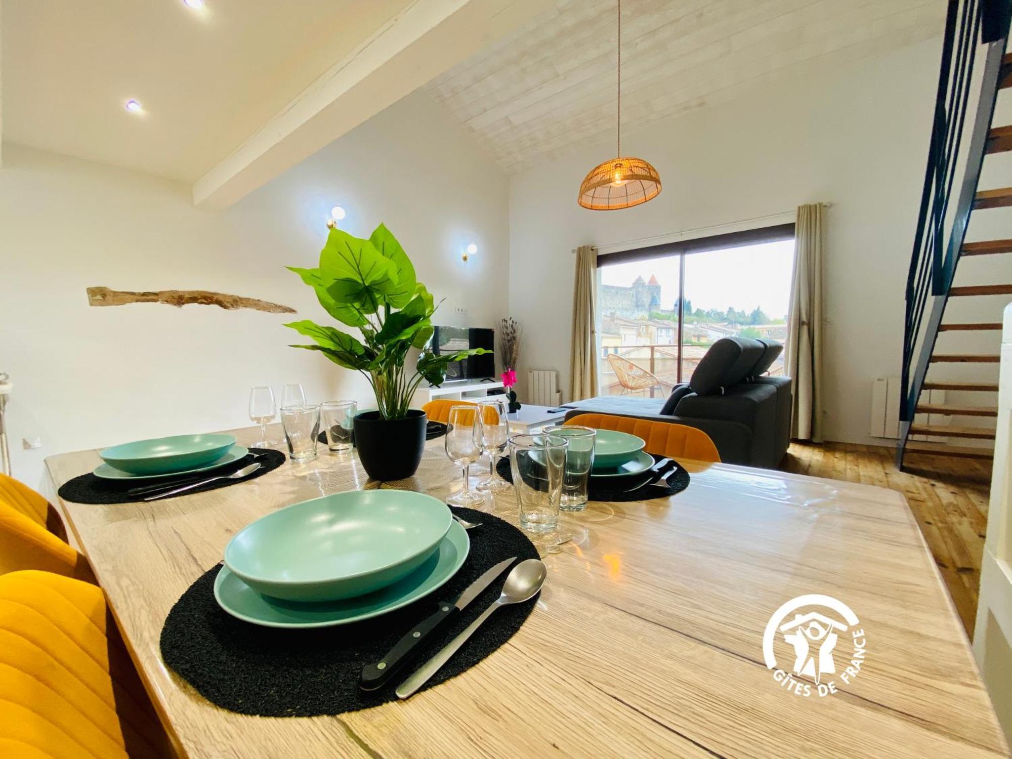 Loft Cocon Climatise - Imprenable Vue Sur Le Chateau Comtal Carcasona Exterior foto